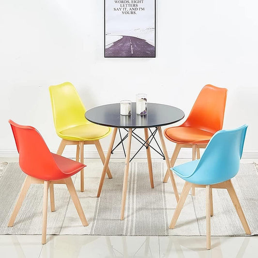 Set of 4 Padded Chairs with Oak Legs