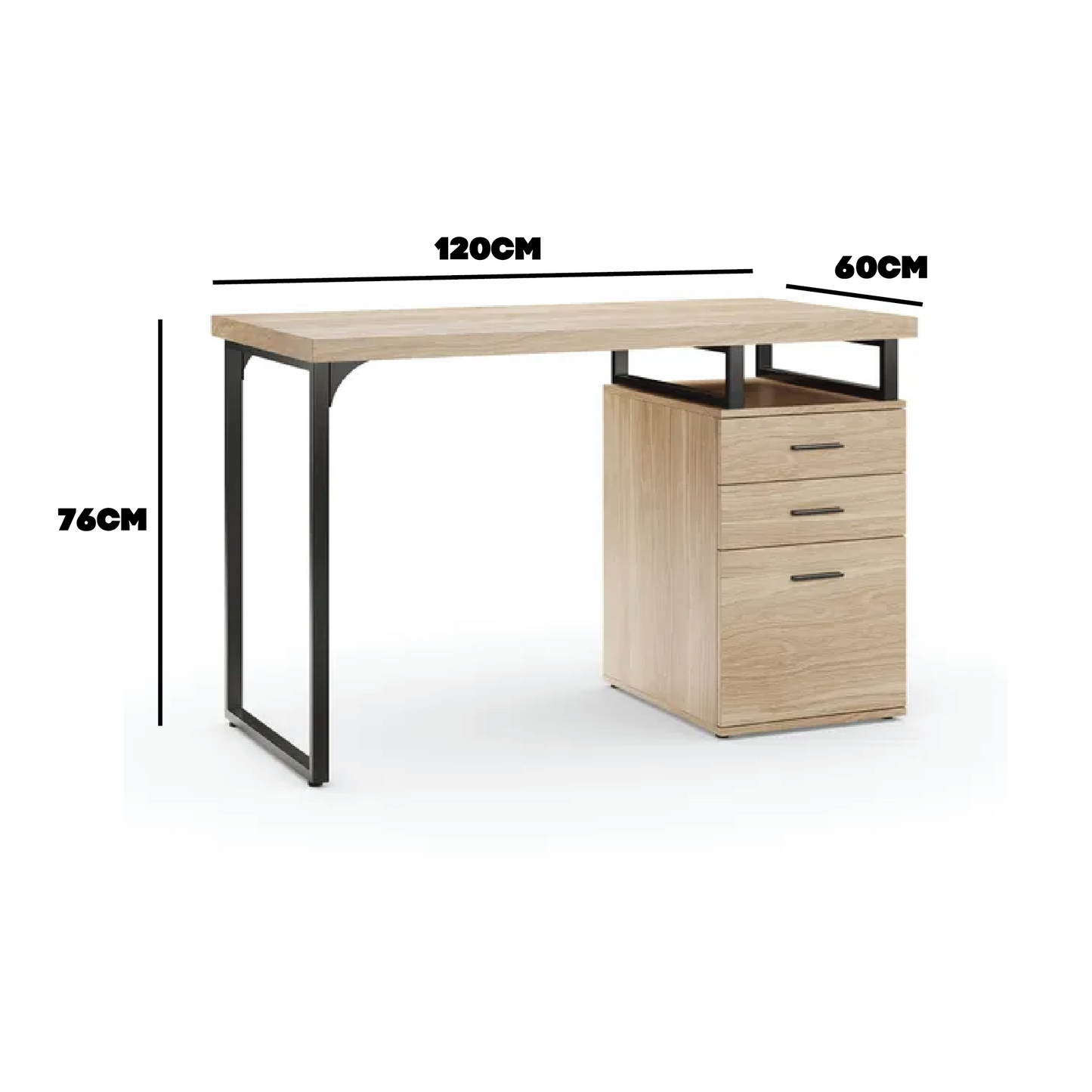 Edison Storage Desk Oak Effect