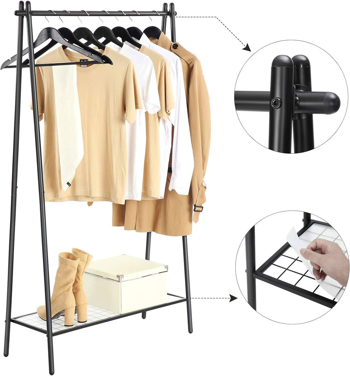 SONGMICS Steel Clothes Rack with Clothes Rail