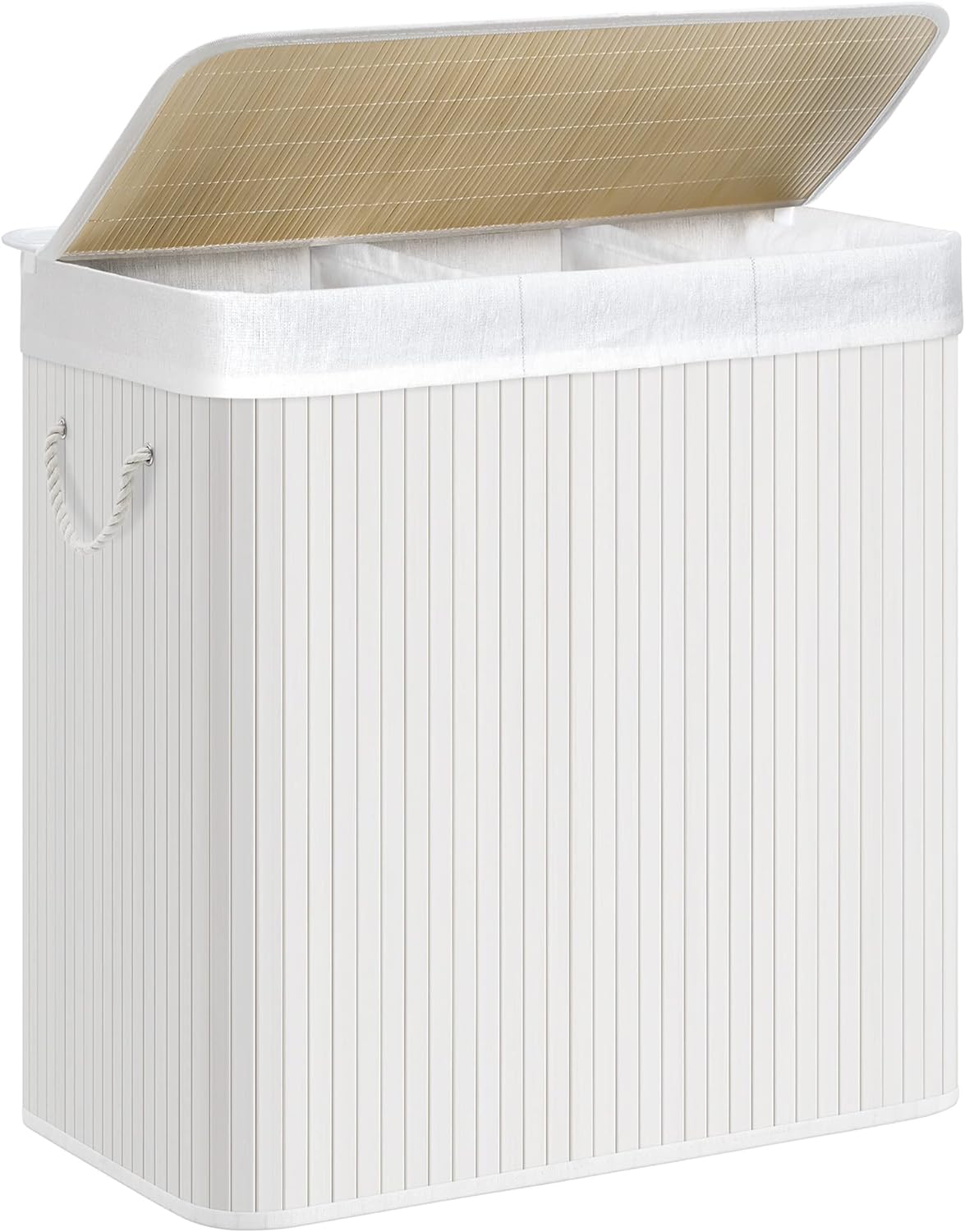 SONGMICS Laundry Hamper Basket with 3 Sections