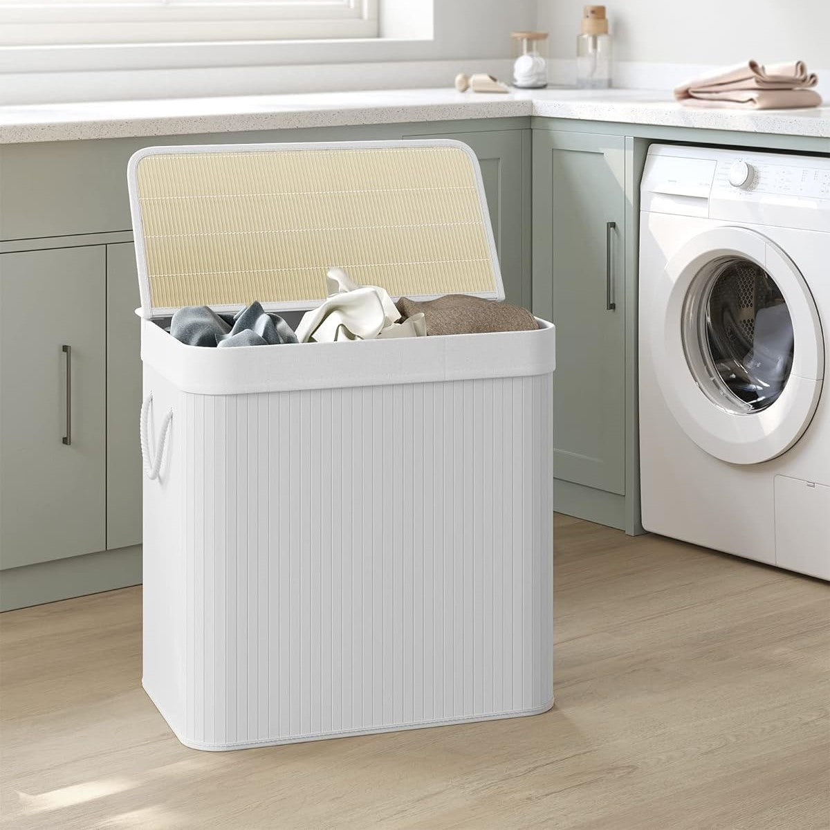 SONGMICS Laundry Hamper Basket with 3 Sections