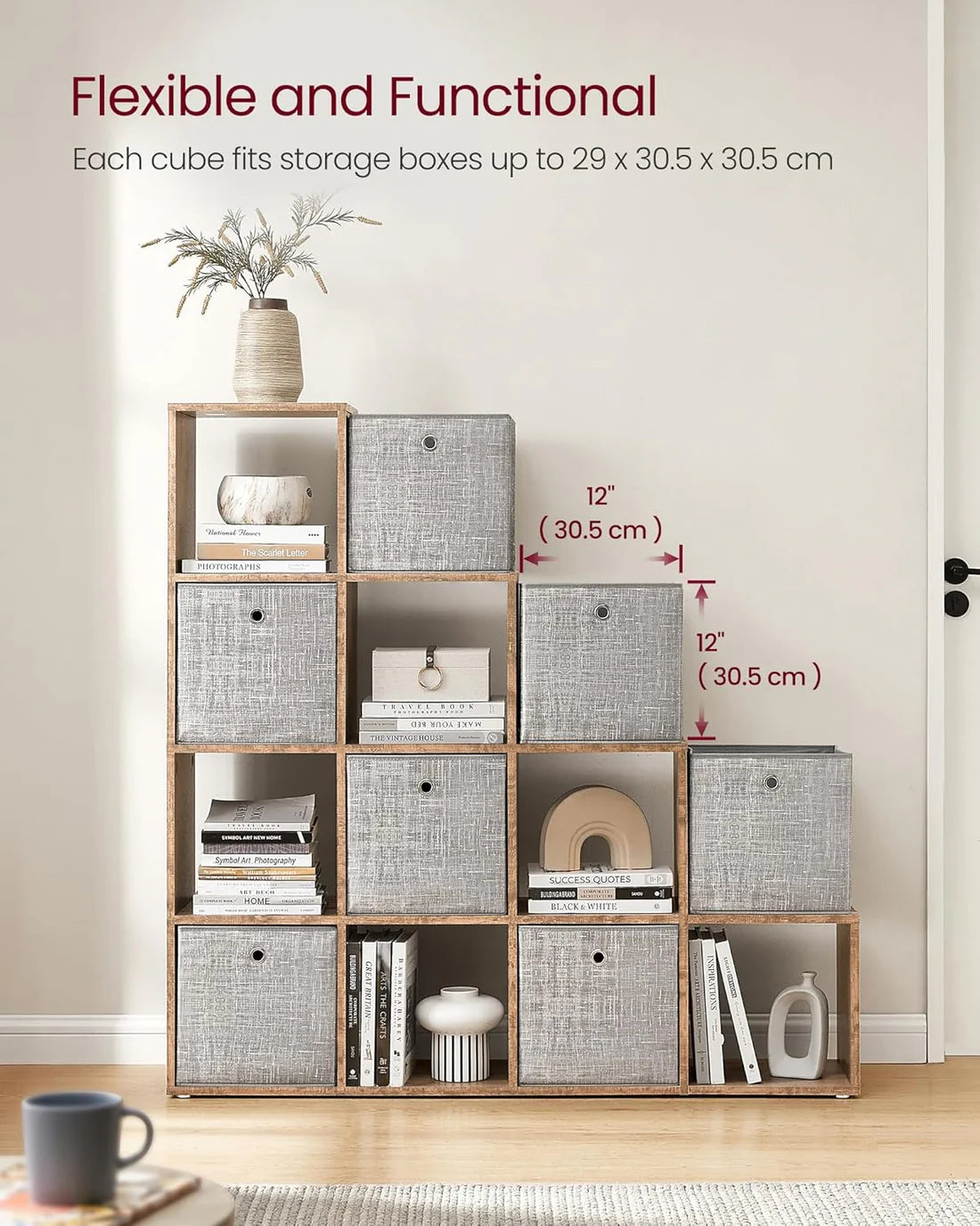 VASAGLE 10-Cube Bookcase, Bookshelf