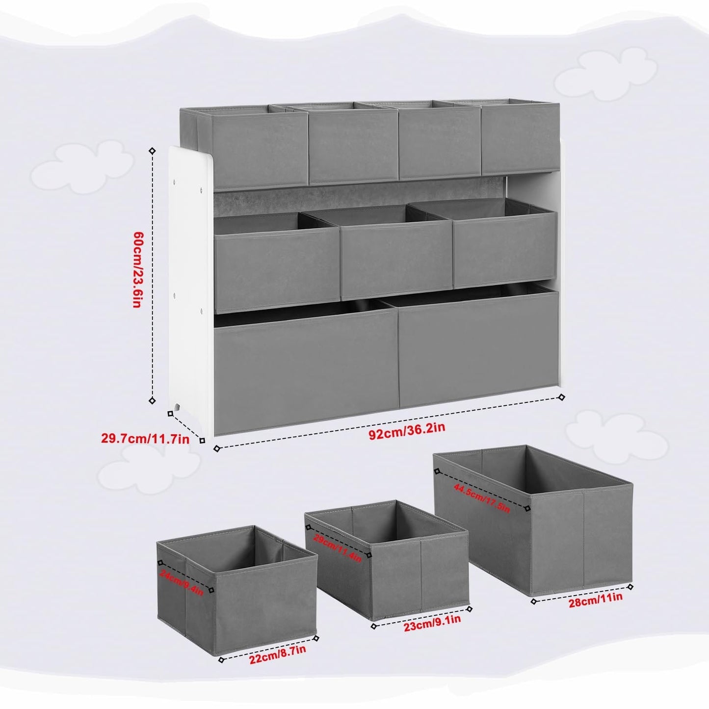 Kids Storage Unit with 9 Toy Boxes