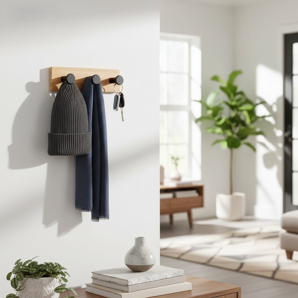 Wooden Wall Hook Rack with Pegs