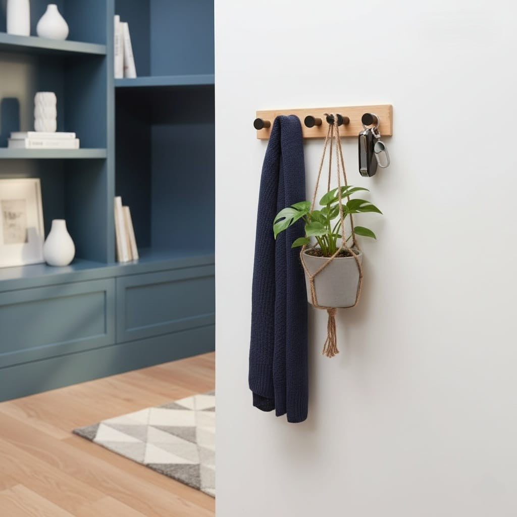 Wooden Wall Hook Rack with Pegs