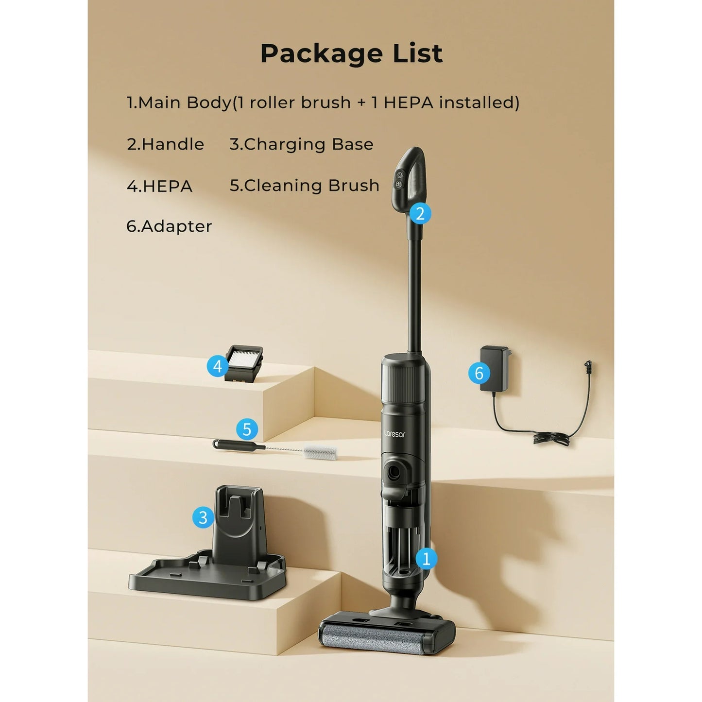 Laresar M3 Cordless Wet Dry Vacuum Mop