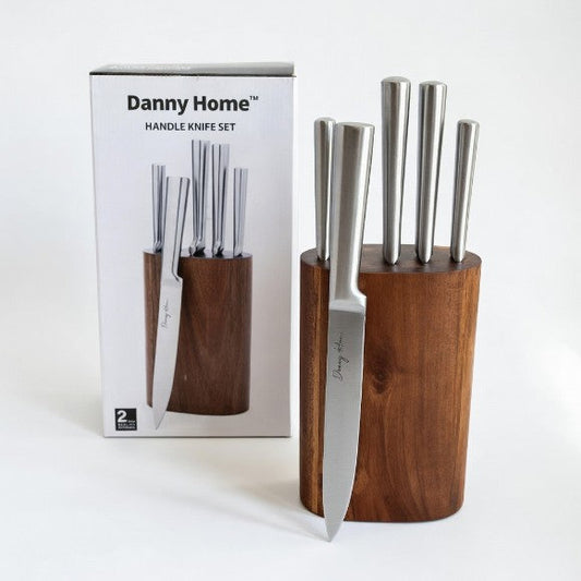 Danny Home 5-Piece Knife Set with Acacia Wood Block