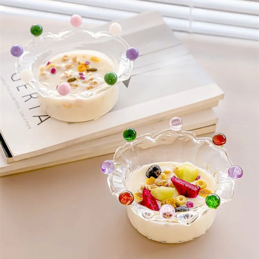 Decorative Glass Dessert Bowl Set – 6 Pieces