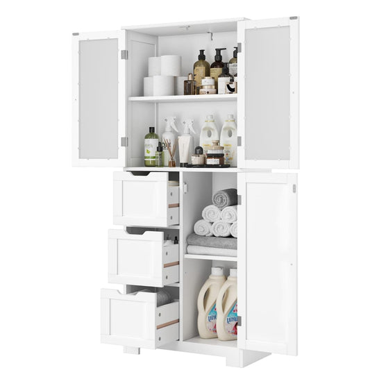 Bathroom Cabinet with 3 Doors and 3 Drawers