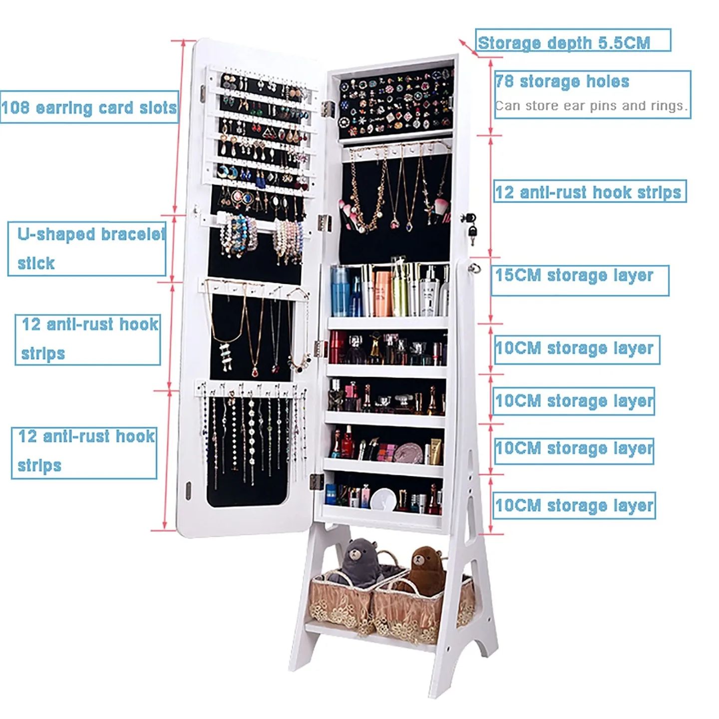 Jewelry Organizer with Full Length Mirror